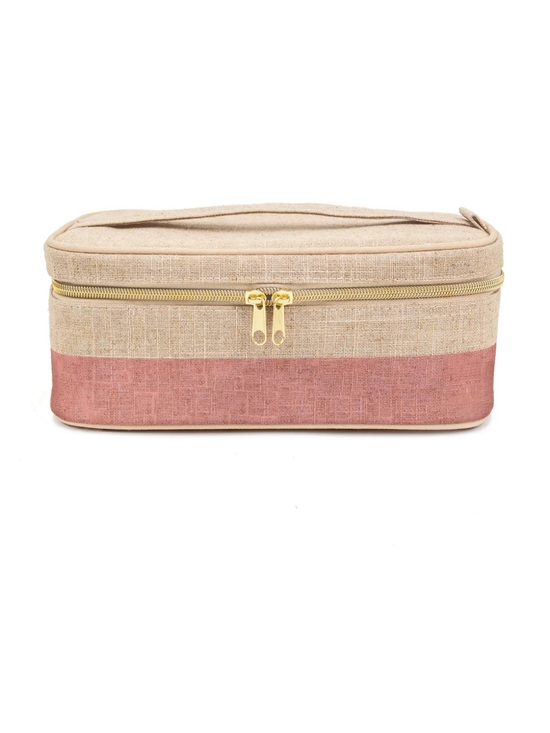 Handbags - Beige and Rose Cosmetic Travel Case - Unbranded